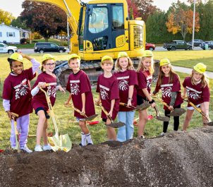 students digging