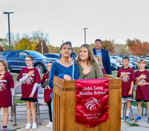 Students leading the pledge